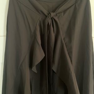 Black ruffle long wrap with pants inside -light fabric side zipper size M